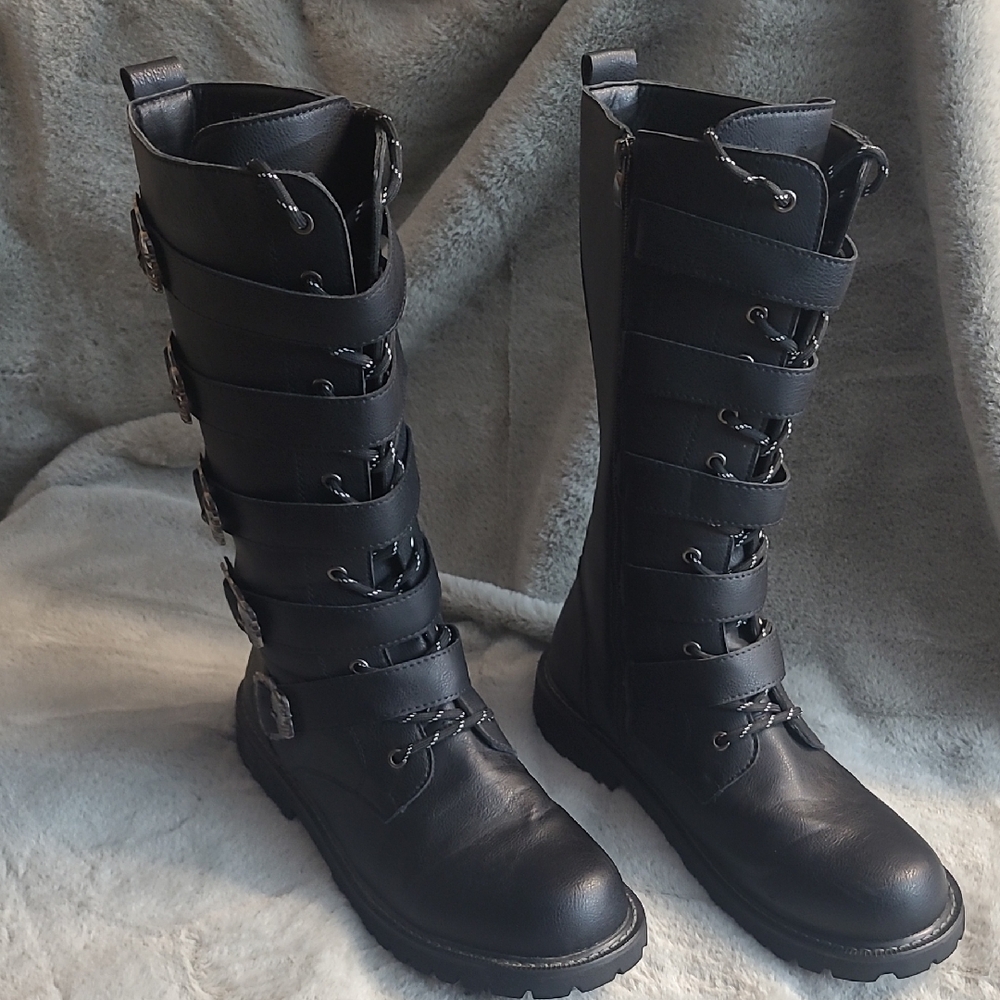 High Buckle Moto Boots Mens Size 12